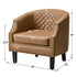 Louis Faux Leather Tufted Club Chair - Camel Accent Chair | Decorative Accent Chairs | Kinwell Furniture | Modern Club Chairs | Barrel Club Chair | Nailhead Trim Chair | Contemporary Faux Leather Chair | Elegant Camel Chair